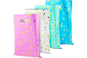 TELOOCO 40Pcs Party Bags Colorful Plastic Gift Bags with Handles Gift Goodies Bag for Kids Christmas Birthday Party (Pink, White, Green, Blue)