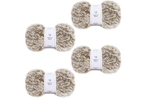 Pretty Jolly - Lot de 4 écheveaux de fil en fausse fourrure super doux et moelleux pour crochet, tricot, polyester (marron clair)