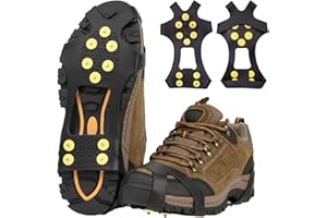 SNBUHA Crampons Antidérapant, 10 Dents Neige Grips, Universelles Traction Crampon pour la Neige écurité Marcher sur Neige et Glace, Unisexe, EUR 39-41