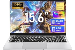 KAQIMOCI 15,6 pulgadas Ordenador Portátil Juegos 8GB RAM 256GB SSD N4000 Gamers portátil Netbooks Pantalla Full HD 1920 x 1080 Win 11 Laptop WiFi5 Bluetooth Mini HDMI Apertura 180 Grados Estudiantes y Empresas