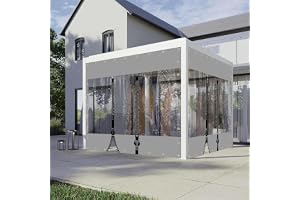 Genomskinlig PVC vindtät gardin, utomhussidopaneler, vattentät presenning med blixtlåsdörr, 2 × 2,5 × 2,5 m genomskinlig presenning för pergola, terrass, trädgård, L × H-2,2 × 3,3 m (2,2 x 0,5 m)