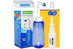 TONELIFE 3xNasal Rinse Mix + Neti Pot | Nose Wash Bottle 300ml + Nasal Sprayer with Waterproof Storage Bag