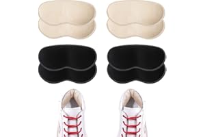 ‎EQLEF Fersenpolster schuhe für Kinder- und Damenschuhe, weiche Fersenpolster, selbstklebende Ferseneinlagen für Schuhe, um Reibung und Rutschen zu verhindern (schwarz + beige) (4 Paare)
