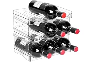 ‎BOXEDHOME BoxedHome Stapelbarer Flaschenhalter Weinflaschen Halter Weinregal Wein, Flaschen Organizer, Flaschenregal Kühlschrank, Flaschenhalter Küche für Kühlschrank,Schrank,Büro (3 Stück 9 Flaschen)