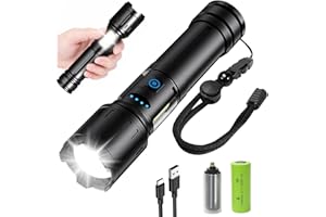 Lsnisni Torcia LED Potente Professionale, 15000 Lumen XHP70.2 Torce Ricaricabile USB, Torcia COB Alta Potenza, 7 Modalità con Luce Rossa, Zoombile, IP65 Impermeabile per Campeggio Emergenza Regalo