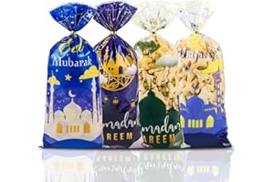 LLNRC Sachet Bonbon Eid Mubarak,100 Pièces Cellophane Sacs Decoration Aid moubarak, Eid Mubarak Cadeau Sac, Sac Cadeaux Pour Ramadan Kareem Enfant Musulmans Decoration