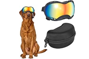 OneTigris Gafas de sol para perros, resistentes al viento y al polvo con protección UV, duraderas y cómodas, ajustables, para nieve, aventuras al aire libre, coche, L