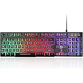 Rii Gaming Keyboard,USB Wired Keyboard with Rainbow LED Backlit Mechanical Feeling for Working Gaming (UK Layout)