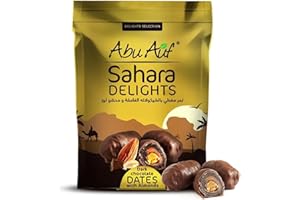 Abu Auf Sahara Delights Dark Chocolate-Covered Dates with Almonds,Delights Selection 300g