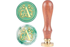 CRASPIRE Retro Alphabet Initials Wax Sealing Stamp Classic Vintage 26 Letters A-Z 25mm Removable Brass Head Wood Handle for Envelope Invitation Embellishment Gift Decoration（Letter A）