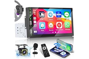 Hikity Single Din Car Stereo with Apple Carplay Android Auto 7 Inch Touch Screen Car Radio with Bluetooth Mirror Link FM Radio Dual USB/AUX SWC Reversing Camera