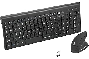 FONICER Combinazione di mouse e tastiera ergonomici verticali wireless a 2,4 GHz Dimensioni portatili ultrasottili per PC Desktop Computer Laptop Mac Tablet (Right-handed)