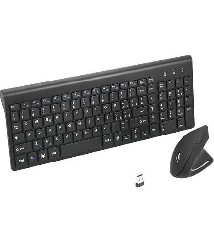 Trust Verto Wireless Vertical Mouse, Ergonomic Wireless, 800/1200/1600 DPI, Micro USB Receiver, 2.4 GHz, 6 Buttons for PC, Computer, Laptop, Mac - Black