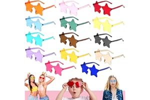 YAAVAAW 14 Pairs Party Glasses for Kids Adults,Rimless Sunglasses FramelessTransparent Candy Colour Glasses Tinted Eyewear Funky Glasses Bachelorette Party Favours Photo Booth Props