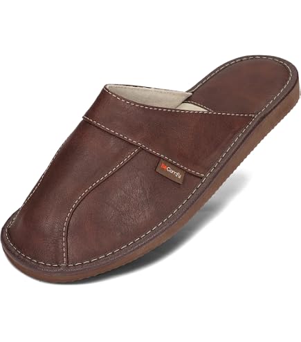 Shepherd of Sweden Anton - Pantuflas de piel de cordero para hombre, 100% piel de cordero auténtica, cómodas, suaves y cálidas, mullidas, talla 43