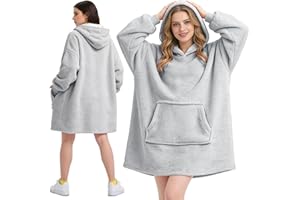 Moiuguli Hoodie Decke mit Ärmeln, Oversize Hoodie Sweatshirt, Tragbare Decke zum, Anziehen Erwachsene Kuscheldecke mit Ärmeln für Erwachsene, Männer, Frauen, Jugendliche