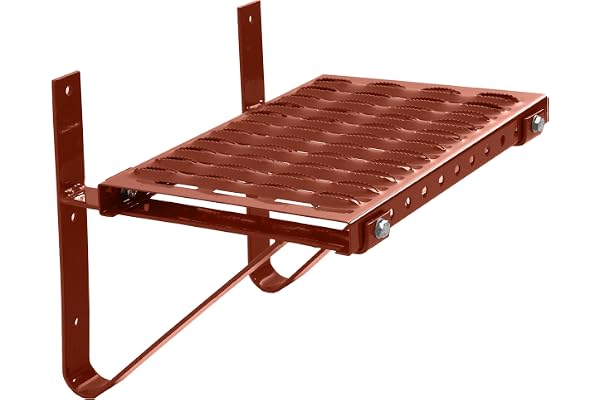 Parotec Taksteg - Taksteg för skorstenssotar - Löpande Gittertak Taksteg - Stegstegsskorstensplattform 40 cm Komplett för eldstad/vägg (RAL 8004 - Tegelröd)