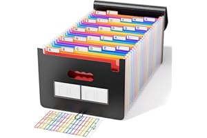 ABC life Cartella Portadocumenti A4 porta Documenti Espandibile, Multicolore, Portatile, Struttura a Fisarmonica, in Plastica, FSC, Perfetta per Casa Scuola e Ufficio Della Società (26 Tasche)