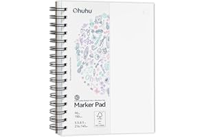 Ohuhu Carnet de Dessin A5 - Recto-Verso Sans Saignement, Papier Lisse 150 g/m², 60 Feuilles/120 Pages, Reliure à Spirale pour Marqueurs Alcool, Idéal pour Dessin, Écriture, Artistes