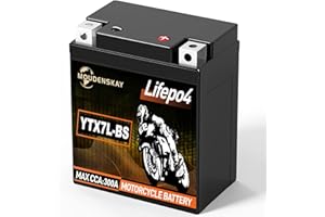 ‎MOUDENSKAY MOUDENSKAY Lithium Motorrad Batterie 12V Lithium Powersports Batterie mit BMS (YTX7L-BS 12.8V 3Ah 300A) LiFePO4 Motorrad Batterie Starterbatterien für Motorräder, ATV, UTV, Wasserfahrzeuge, etc