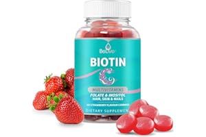 BELIVE Biotin Hair Growth Vitamin Supplement Gummies with 5000mcg for Women or Men | Added Essential Multivitamins Support Skin Collagen & Nails | Vegan Friendly | Strawberry Flavour (60 Count)