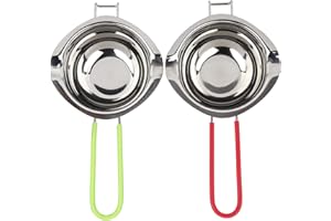 Serlium 2Pcs Edelstahl Schmelzschüssel Schmelztiegel,Kerzenherstellung Zubehör Schmelztopf Schmelzschale für Schokolade Zucker Butter Käse Karamell Kerzen,Hitzebeständige Schüssel(Grün+Rot)