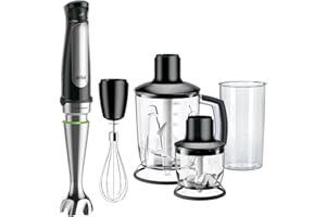 Braun MQ7045X MultiQuick7 Minipimer con 5 ANNI DI ASSISTENZA, Frullatore ad Immersione dotato di, frusta a filo, 2x tritatutto 350ml e 1.2L, frusta, bicchiere, bicchiere graduato 600ml, 1000W