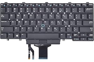 KBRPARTS Replacement Backlight Keyboard for Dell Latitude E5450 E5470 E7450 E7470, Latitude 5480 5490 5491 7480 7490 Series Laptop, Latitude E5450 E5470 E7450 E7470 Replacement Keyboard with Pointer US Layout