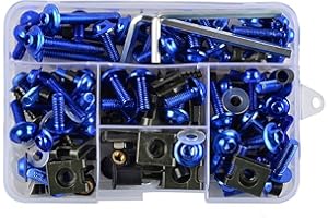 Torcarvh Motorrad Verkleidung Schrauben Kit Schrauben 177 Stück Karosserie Schrauben Mutter Ersatz CNC Legierung M6 M5 Motorräder Bolzen Clip Mutter für Motorrad Auto Zubehör (177 PCS-Blau)