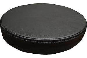 Quattro Meble Runde Schwarz Echtleder Sitzkissen Lederkissen Sitzpolster fur Barstuhl Barhocker Sessel Stuhle Bank doppelt genähtes Echt Leder Kissen Sitzauflage Auflage (Durchmesser 34 cm)