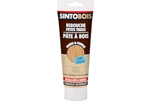 SINTOBOIS - Rebouche Petits Trous - Pâte à Bois Sans Odeur - Prêt à l'Emploi - Sans Solvant - Sec en 4h - Intérieur et Extérieur - Ne se Rétracte pas - Ton Naturel - Technique Professionnelle - 250 g