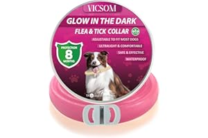 VICSOM Collares Antiparasitario para Perros, Luminoso Collar Antipulgas Perros, Collar de Pulgas y Garrapatas para Perro Impermeable Regulable, Válido 8 Meses para Perros de Todos los Tamaños Rosa