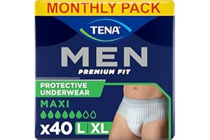 TENA Men Protective Underwear, Large, Level 4 for Heavy Bladder Weakness, 40 pairs of Incontinence Pants (10 x 4 packs) for Men, with a Masculine and Discreet Style