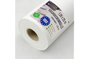 ‎NATUARTE NATUARTE, Tischdeckenrolle, 1.20 m x 25 m, VORSCHNITT alle 1,20m, Stoffähnliches Vlies Tischdecke, Einweg, Feier Geburtstag Party Veranstaltungen, Farbe Weiß 1.20x25m