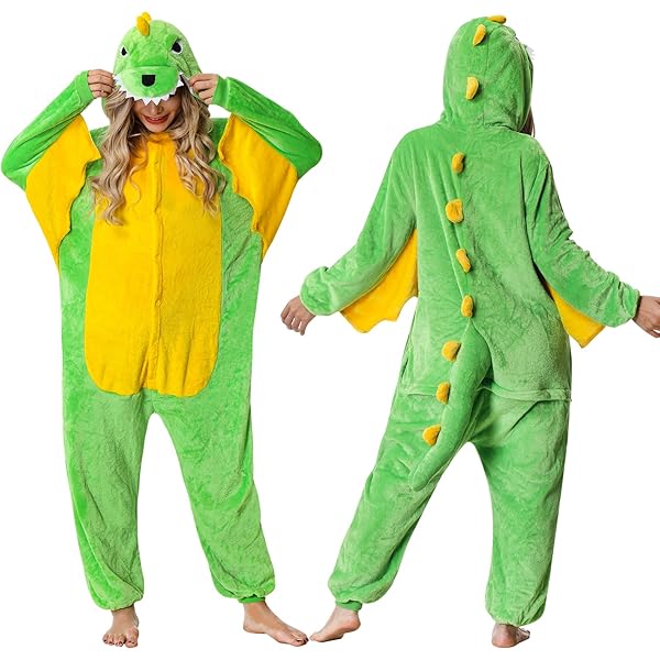 Tuta Dinosauro Per Bambini - Pigiama Peloso Con Cappuccio Per Carnevale E Halloween - Foto 5