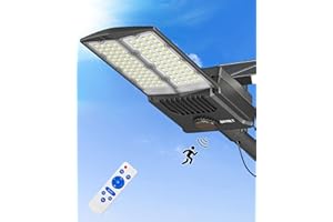 JAYNLT 7000W Lampione Solare Led Esterno, 6500K Faretto Led da Esterno con Sensore Movimento, IP67 Impermeabile Lampione Solare Potente con Telecomando per Cortili, Vialetti, Stradale