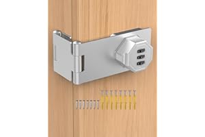 MeBantoo 90 Degree Cabinet Combination Door Lock Latch, Zinc Alloy Password Rotary Hasp Lock, Keyless Folding Latches for Office File Cabinet, Drawers, Cupboard, Small Doors, Locker (1, Silver)