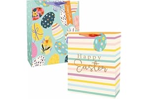 WIDDLE GIFTS LTD Easter Present Set of 2 Gift Bags with Tags 23cm - Happy Easter Mix 4642