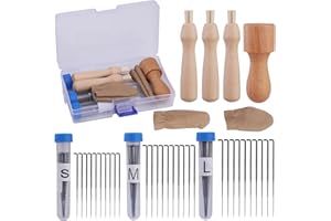 KAMAIKA Nadelfilz-Set, Nadelfilzzubehör mit Filznadeln in 3 Größen, Filznadelgriff aus Holz, Nadelfilz-Starter-Set, ideal für Anfänger oder Profis