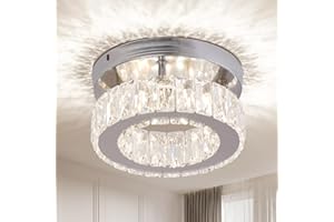 FRIXCHUR Moderne Kristall Deckenleuchte LED Mini Kronleuchter Kleine Unterputz Deckenleuchten mit Kristallen Flur Licht für Schlafzimmer Esszimmer Wohnzimmer Flur Flur (veränderbare Farbe)