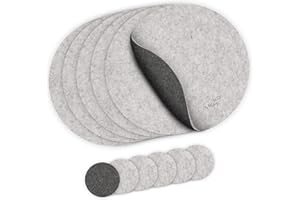 SÖLMO sølmo I podkładki z filcu – okrągłe, dwukolorowe – zestaw podkładek z podstawkami I podkładki filcowe, podkładki pod talerze + podstawki do szklanek, szare