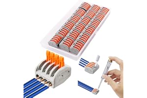 CESFONJER Connecteurs électriques 18 pièces, Bornes de Connexion Automatique, Rapide Connecteur de Fil de Câble, Connecteurs de Fils Compacts, PCT-214 (4 ports)