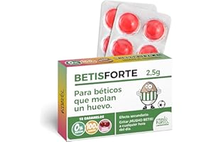 MUNDOHUEVO Caramelos de broma BETISFORTE | Caja con 12 caramelos sin azúcar sabor cereza | Detalle gracioso para béticos que no fallan | Regalo para cumpleaños, ferias o verdiblancos con arte