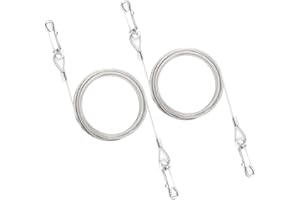 PETOPEDIA 2 cadenas de perro de 1,8 m para el exterior del cable de amarre del perro en espiral de acero resistente estaca de la tierra (40 cm) para perro al aire libre, accesorios para acampar, correas para