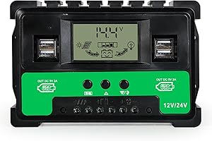 DEWIN Solar Controller, MPPT Solar Charge Controller 4 USB Ports 12V 24V Solar Panel Battery Charger Regulator for Lead-acid Battery (40A )