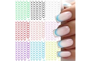 JALIYA 9 Farben French Nagel Stickers Französisch Nagelsticker Nagelfolie Selbstklebend French Nails Nagelaufkleber Gradient French Tip Nail Sticker Nail Art Stickers Nageldesign Aufkleber Nägel Zubehör