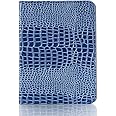 iPad 10th Generation 10.9 inch 2022 Case for Women, DMaos Crocodile Synthetic Leather Folio Smart Cover with Card Pen Holder, Auto Sleep Wake - Blue
