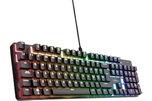 TRUST GAMING GXTrust 871 Zora Tastiera Meccanica 100% Layout Italiano QWERTY Retroilluminata RGB, Tasti Huano Lineari, Anti-Ghosting con N-Key Rollover, Tastiera Gaming con Filo USB, PC, Laptop, Nero