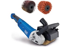 Scheppach Satiniermaschine MRS1300 mit Softstart & 1300W Leistung | inkl. Messing,- Schleifstreifen- & Nylonbürste | 100mm Bürstenbreite mit Ø120mm | variable Drehzahl | mit Anschluss für Absauganlage