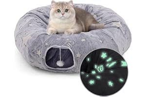 SIAIRO tunnel per gatti in peluche rotondo con letto per gatti tunnel XXL ultra morbido rotondo forma a ciambella per interni di piccole dimensioni medie e grandi gatti